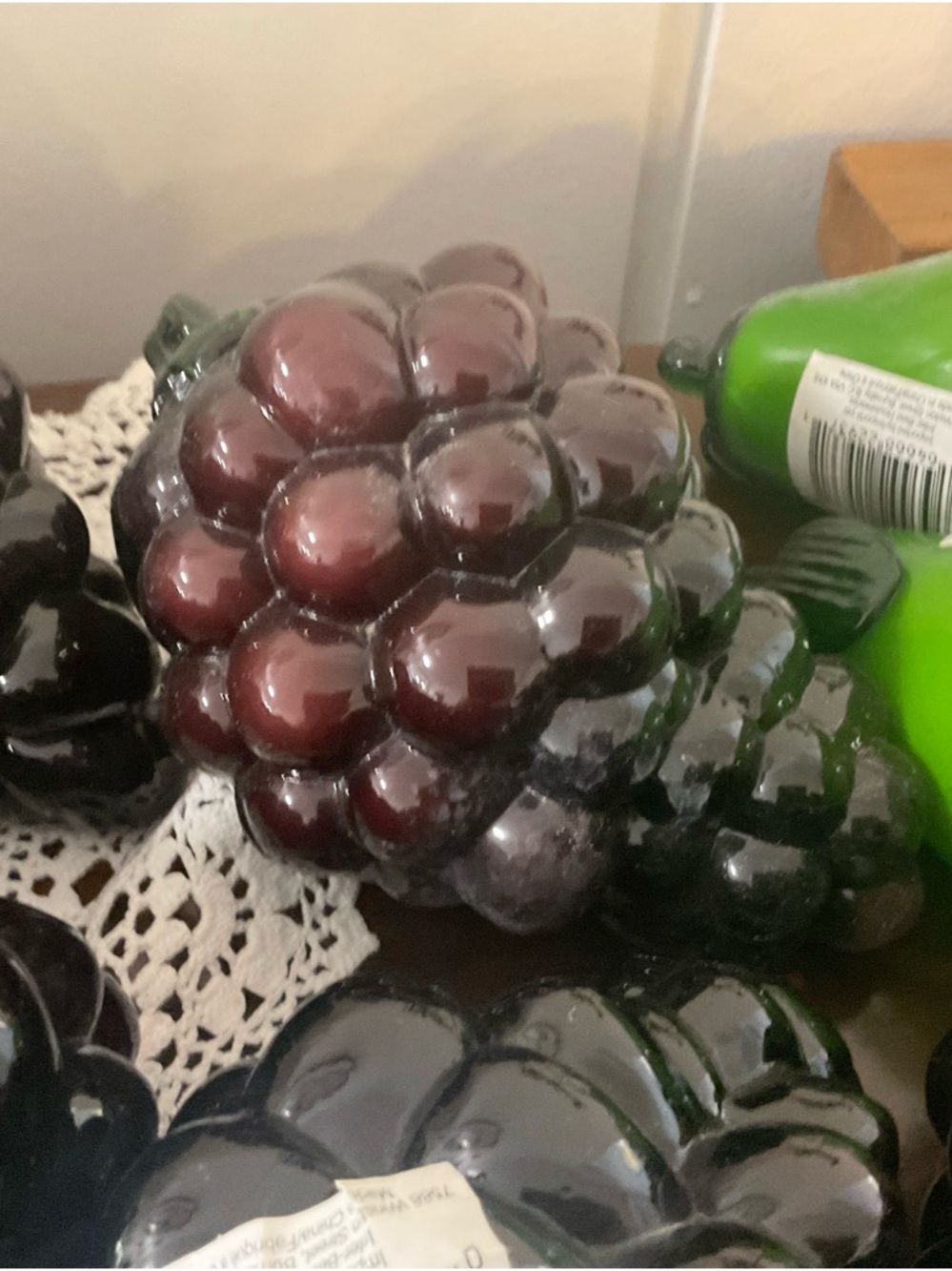 Glass Grape Cluster Decor in Deep Plum and Emerald
